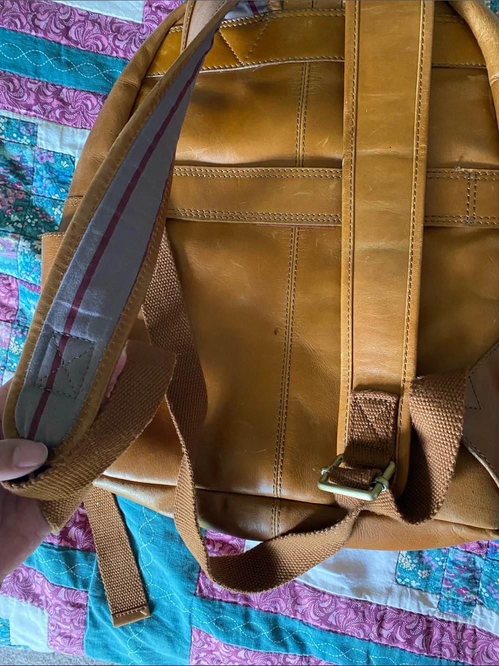 Rawlings Tan Leather Backpack with Front Zip Pocket